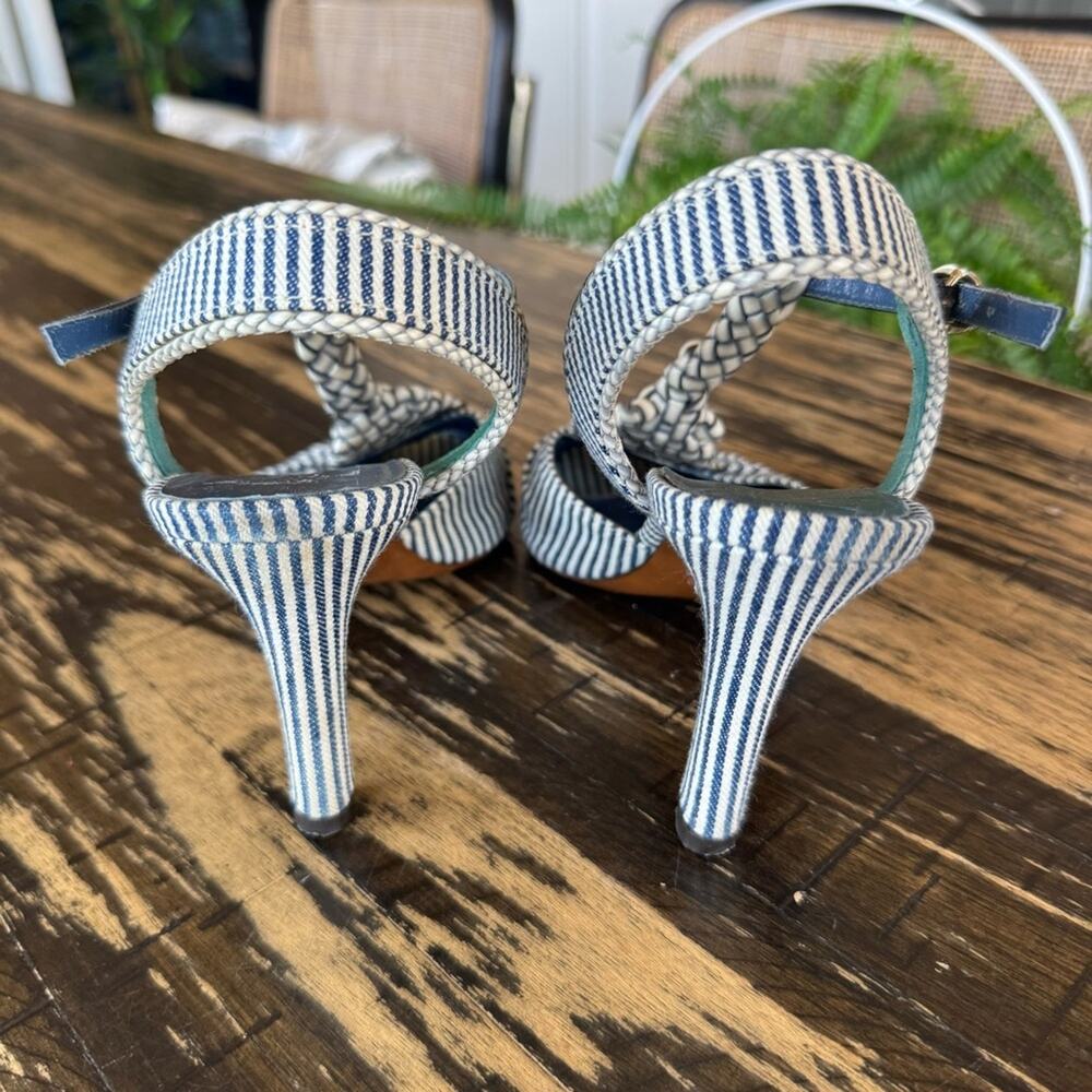 FENDI Striped Peep-Toe Heels (AUTHENTIC) Size 37.5 (US 7.5) - Picture 10 of 17